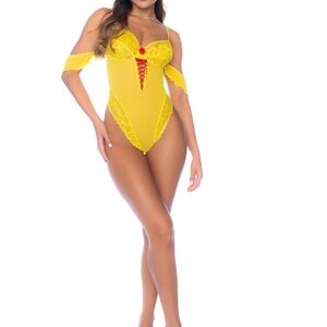 Elegant Yellow Lace One-Piece Swimsuit